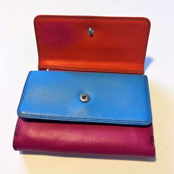 MyWalit Colorful Italian Leather Trifold Wallet ID Window Zip Coin Billfold - Picture 3 of 13